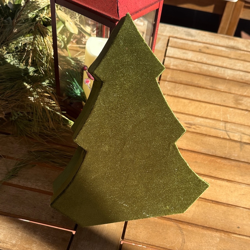 Habitat velvet green tree gift box